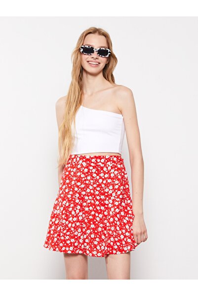 LC Waikiki Virágos viszkóz női szoknya elasztikus derékkal