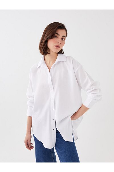 LC Waikiki Women's Straight Long Sleeve Gabardine Shirt