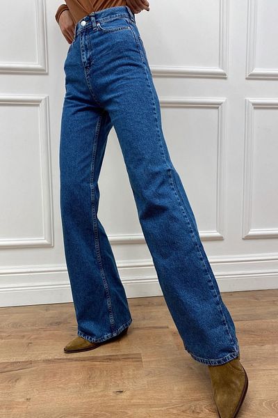 DRC trend Pantaloni largi cu talie înaltă - Blugi din denim Palazzo albastru închis din Lycra din 99