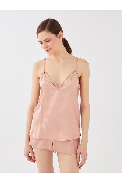 LC Waikiki Top de pijama de damă din satin cu model cu decolteu în V