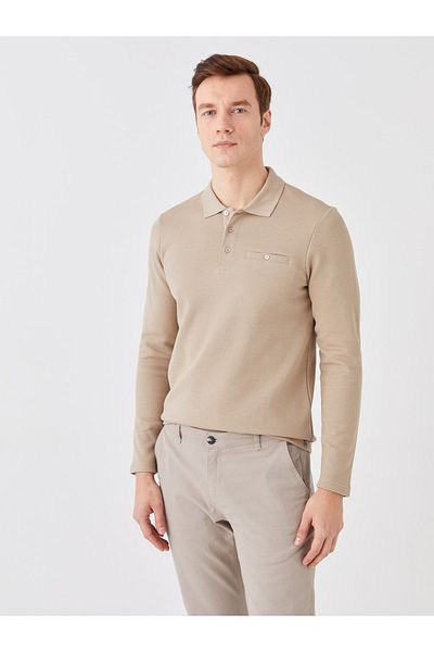 LC Waikiki Ανδρικό φούτερ LCWAIKIKI Basic Polo λαιμόκοψη μακρυμάνικο Pique