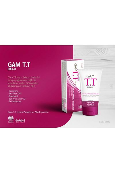 GAM Moisturizing Acne and Acne Cream with Vitamin E Container - Tt50ml for Oily and Problematic Skin