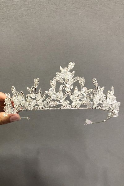 GELD Coroana de mireasa din piatra de cristal Leafy pentru femei – Coroana