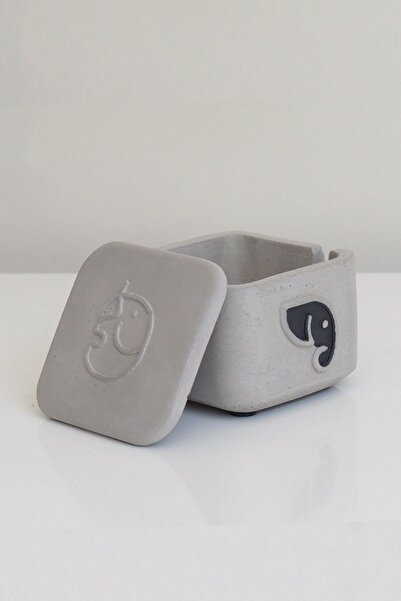 Ghogol Home Τραπέζι από σκυρόδεμα με φιγούρα ελέφαντα - με κάλυμμα - γκρι