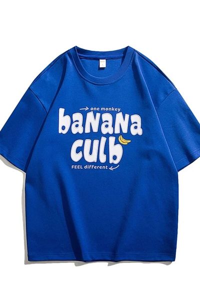 MODAGEN Tricou oversize unisex cu imprimeu Banana Culb albastru