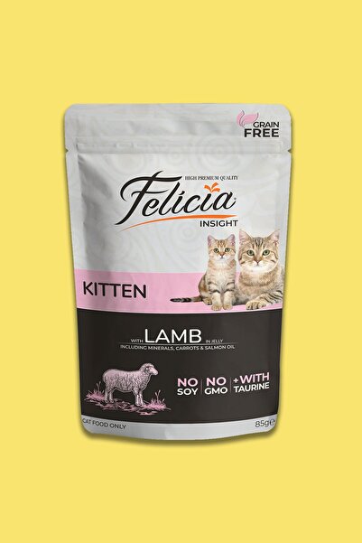 Felicia Yavru Kedileriniz Için Tahılsız Kitten Lamb Pouch Mama 85 Gram - 5 Adet