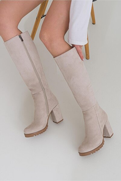ÜNAL ÖZER Unal Özer Kadın Bej Süet Günlük Çizme Un001-0118 /bej Süet/38