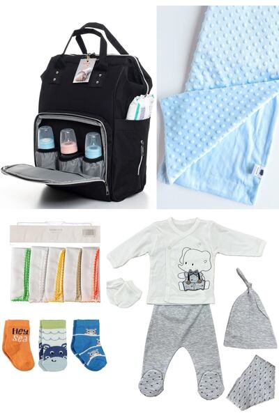 DERİNBEBE 5 Parça Doğum Seti (bebek Bakım Sırt Çantası,hastane Çıkış,nohut Ba...