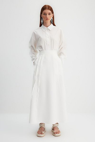 Trendyol Modest X Kevser Sarıoglu Ecrufarbener, gerippter, gefütterter Webrock TCLSS23EE00001