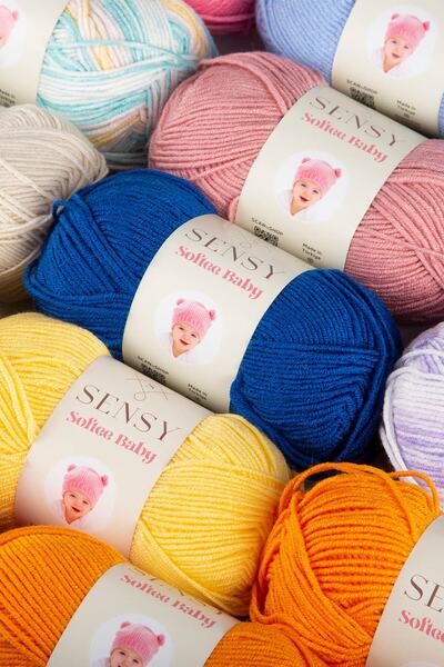 SENSY Premium Softee Baby El Örgü Ipi Bebek Ipi Hırka Yelek Ip Atkı Bebek Battaniye Ipi Bebe Mavisi