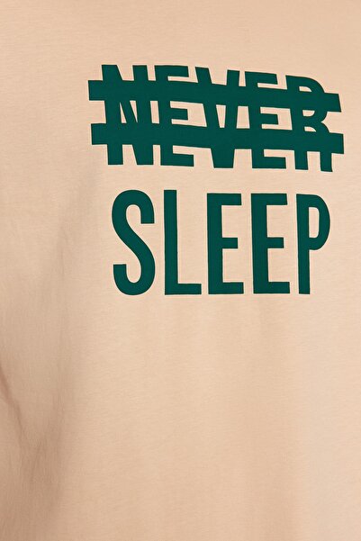 Trendyol Collection Beige 100% Cotton Regular Fit Knitted Summer Shorts Pajamas Set Thmss21Pt0216