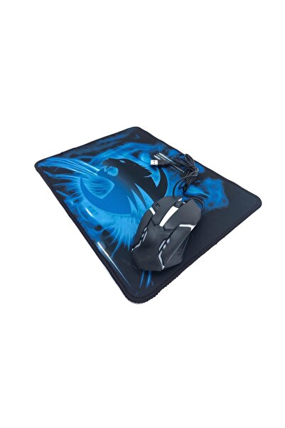 XTRIKE ME Usb Kablolu Mavi Siyah Gaming Optik Mouse + Pad Hediyeli