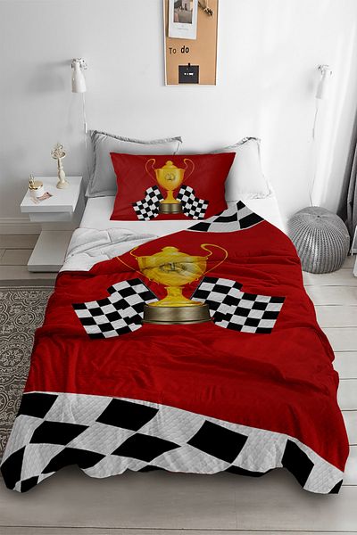 Bebişim Halı Racing Patterned Single Pique (With Pillow Case)