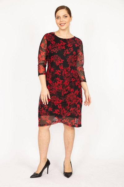 Şans Buntes, gefüttertes Chiffonkleid in Übergröße für Damen 65n35956