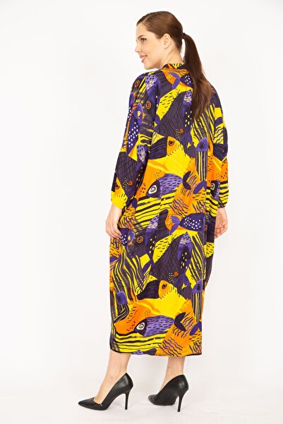 Şans Жіночий великий розмір тканий віскозний одяг з ґудзиками спереду 65n35965