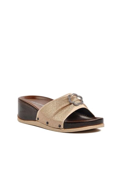 Pierre Cardin PC-7023 Γυναικείες Παντόφλες Cream Wedge Heel