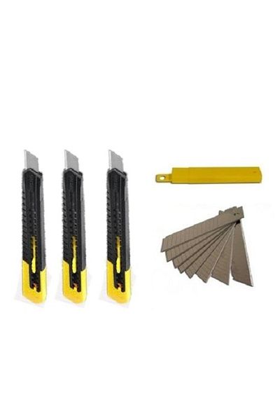 FOUR SEASON 3 Pieces 18 Mm Plastic Utility Knife Falçata Thick 10 Spare Tips Gift