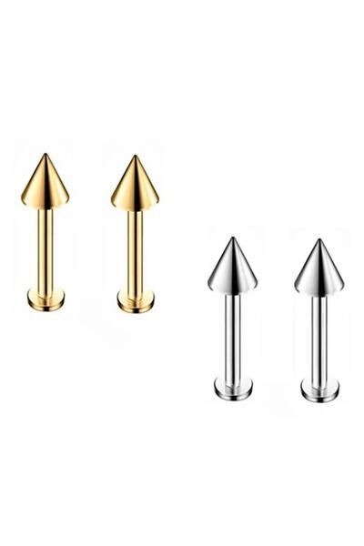 TÜKKAN ACCESSORİES 316l Cerrahi Çelik 4 Lü Set Sivri Uç 8 Mm Piercing,kulak,d...