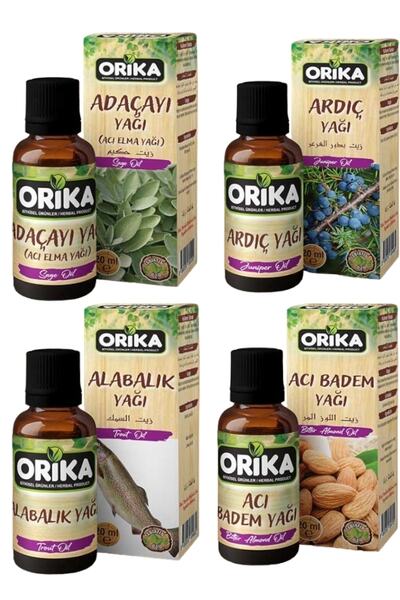 ORİKA مجموعة زيت اللوز المر وسمك السلمون المر - المريمية + العرعر