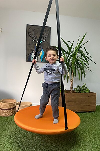 Svava Tavana Asılan Ev Tipi Çocuk Salıncağı Yuvarlak Bebek Çocuk Hamak Salıncak Turuncu