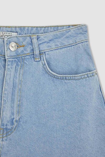 DeFacto Mom Fit High Waist Folded Leg Jean 100% Cotton Shorts A2623ax23sm