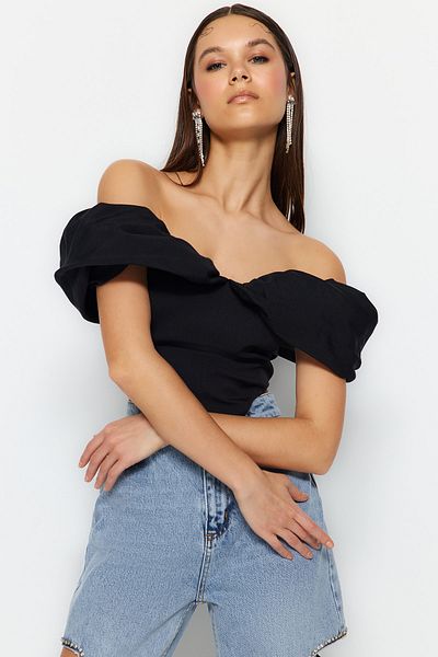Trendyol Collection Carmen nyakörv fekete aládrót fűző Bustier - TPRSS23BS00121