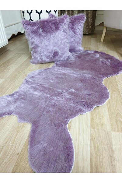 TROYA Yerli Akrilik Peluş Yastık Kırlent Kılıfı Mor Pillow