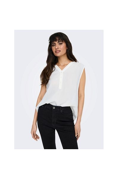 ONLY Women's White Blouse - 15213420 Onljette Life, S/l Top, Wvn Noo