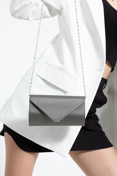 bibags Βραδινή τσάντα φόρεμα Platinum Satin Τσάντα Clutch Bag