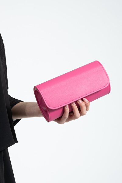 bibags Geanta de seara din satin fuchsia Geanta portofoliu Geanta clutch