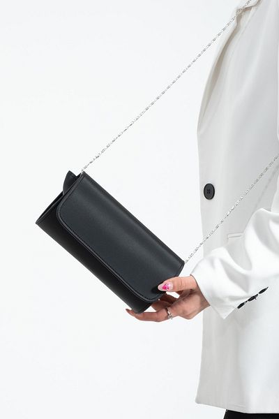 bibags Černá saténová taška na večerní šaty Portfolio Bag Clutch Bag