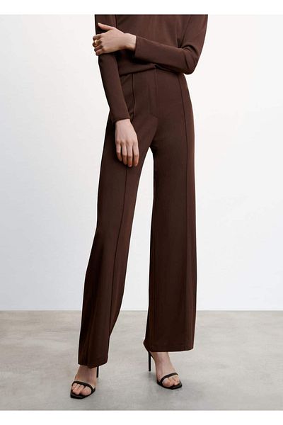MANGO Woman Straight Cut Trousers with Stitching Detail