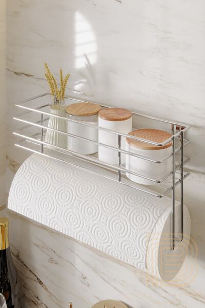 boz concept home Mutfak Rafı Lüks Baharatlık Kağıt Havlu Mutfak Düzenleyici B...