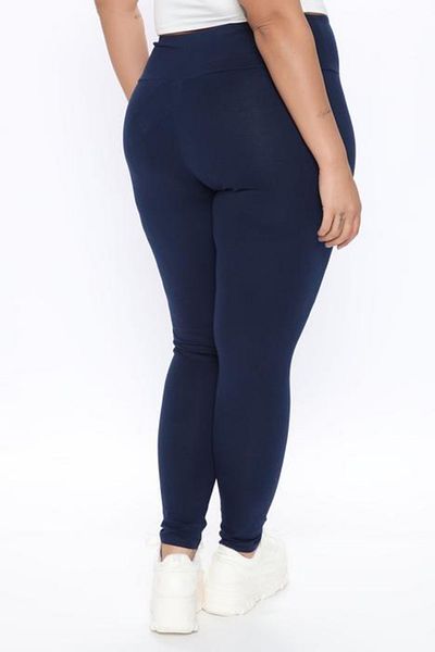 Yabgu Women's Large Size High Waist Daily Tights Navy Blue