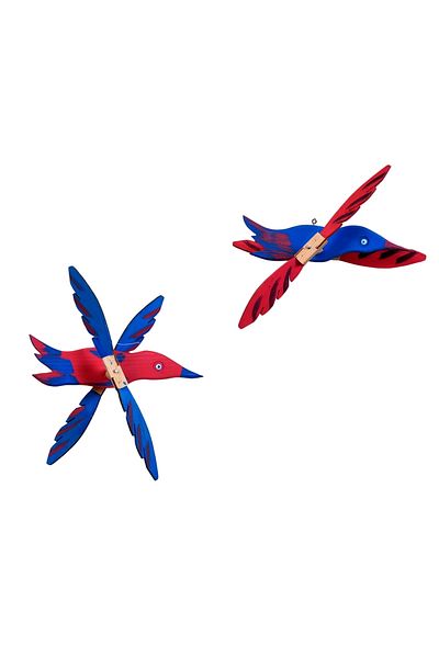 Tahta Bahçesi Wooden Stork Looking Wings Movable Wind Chime