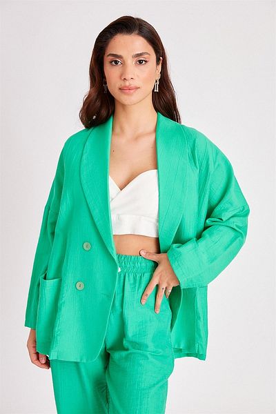 Suzi butik Jachetă de in pentru damă cu guler șal