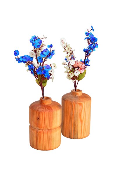 Tahta Bahçesi مجموعة من 2 مزهرية خشبية مزخرفة