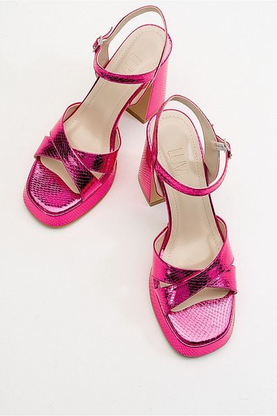 LuviShoes Lello Fuchsia gemusterte Damenschuhe mit Absatz