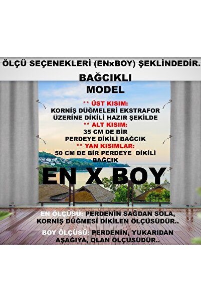 ERCANLI Κουρτίνα Μπαλκονιού Ύφασμα Μπαντράκι-enxboy Αδιάβροχο-παχύ-κορδόνι-κουμπί Πράσινο Λευκό