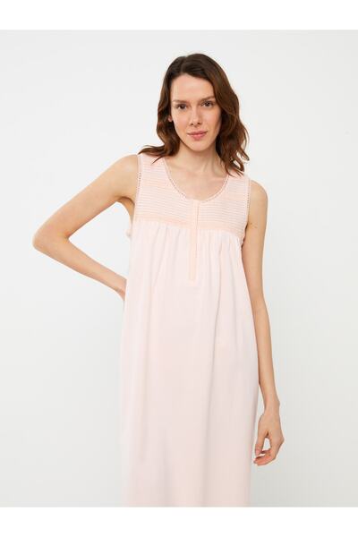 LC Waikiki Damska koszula nocna z okrągłym dekoltem i haftem