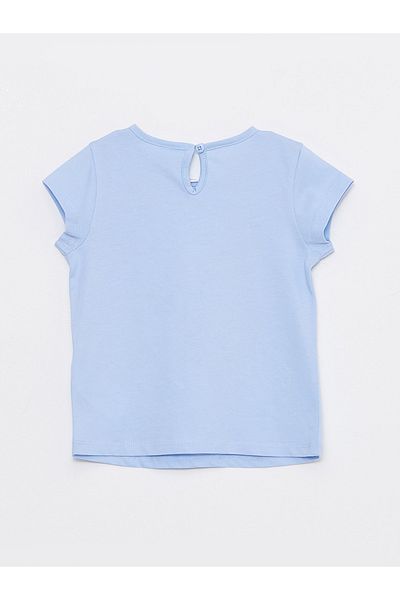 LC Waikiki Printed Short Sleeve Crew Neck T-Shirt for Baby Girl