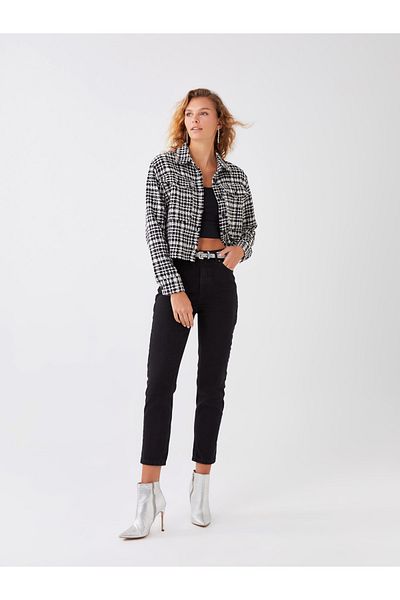 LC Waikiki Knöchellange Mom-Fit-Jeanshose für Damen mit hoher Taille