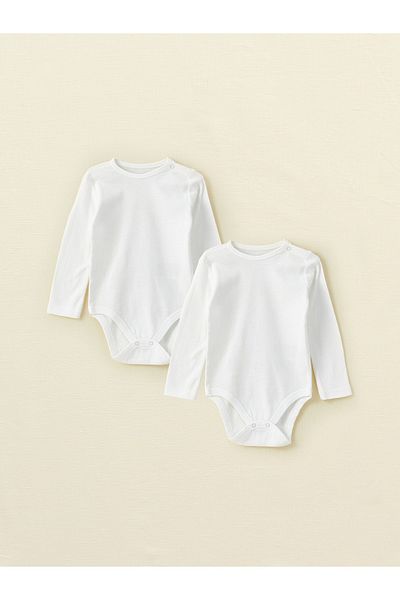 LC Waikiki Crew Neck Long Sleeve Baby Boy Snap Body 2 Pack