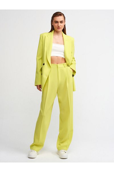 Dilvin 7954 High Waist Trousers-lime
