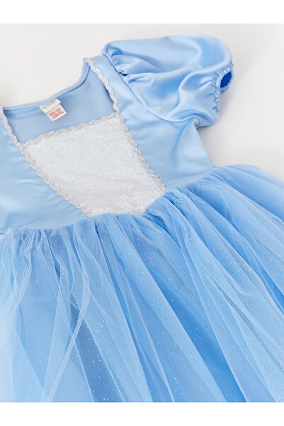 LC Waikiki Kare Yaka Pul Işlemeli Kısa Kollu Kız Çocuk Elbise Ve Taç