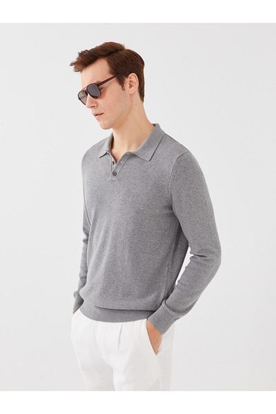 LC Waikiki Men's Knitwear Sweater - Polo Collar, Long Sleeve