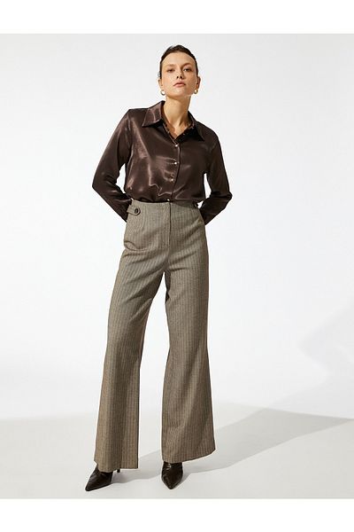 Koton Zigzag Patterned Flare Leg Trousers