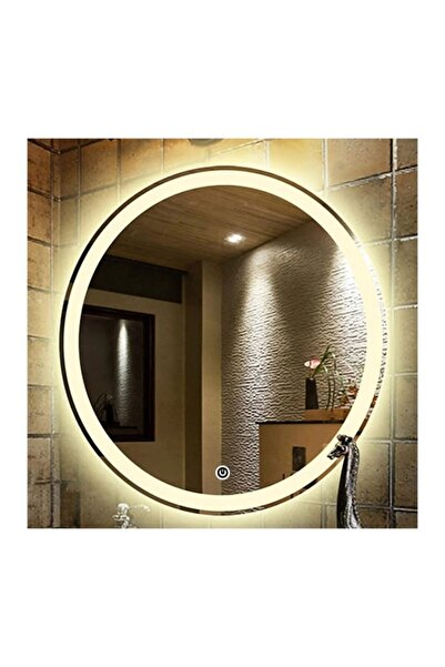 eagle mirror 100x100 cm Yuvarlak Şeritli Dekoratif Banyo Duvar Aynası Ledli B...