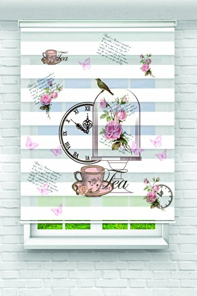 serir home Çay Saati Baskılı Zebra Perde Mutfak Zebra Perde (en*boy)