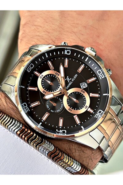 Daniel Klein Steel Strap Calendar Men's Wristwatch - Hematite Stone Special Bracelet Gift